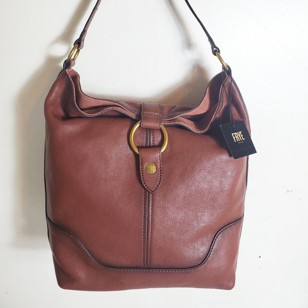 Frye Leather Ring Hobo Cognac Bag - Picture 3 of 8